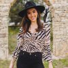 Tops BuddyLove Clothing Label | Buddylove Isabelle Smocked Crop Top - Zebra Striped