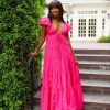 Dresses BuddyLove Clothing Label | Buddylove Holland Tiered Maxi Dress - Raspberry