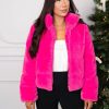 Outerwear BuddyLove Clothing Label | Buddylove Noella Faux Fur Jacket - Hot Pink