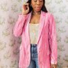 Tops BuddyLove Clothing Label | Buddylove Heff Crushed Velvet Blazer - Double Bubble