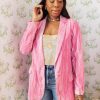 Outerwear BuddyLove Clothing Label | Buddylove Heff Crushed Velvet Blazer - Double Bubble