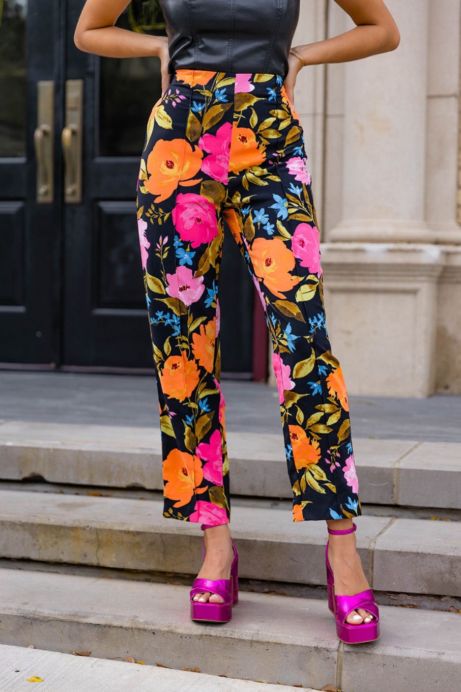 Blazers And Sets BuddyLove Clothing Label | Buddylove Aspen High-Waisted Pants - Nite Bloom