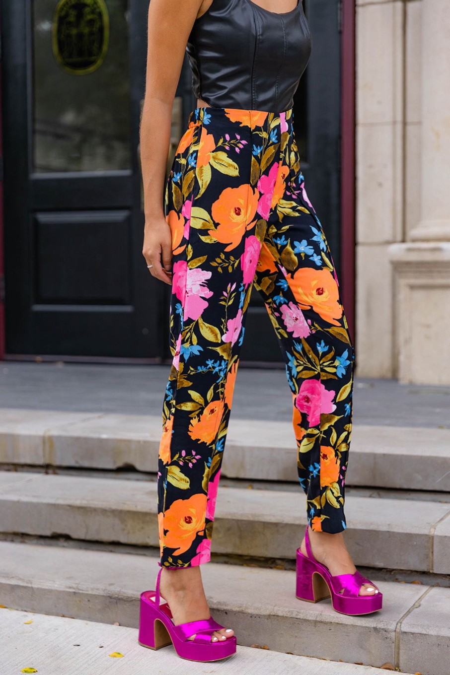 Blazers And Sets BuddyLove Clothing Label | Buddylove Aspen High-Waisted Pants - Nite Bloom