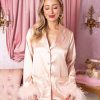 Pajamas BuddyLove Clothing Label | Buddylove Prescott Feather Trim Pajama Set - Champagne