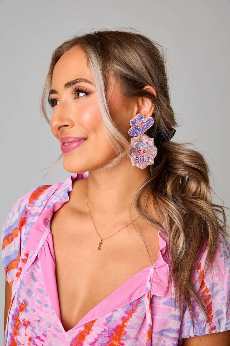 Accessories Treasure Jewels | Lets Go Girls Beaded Earrings - Pink