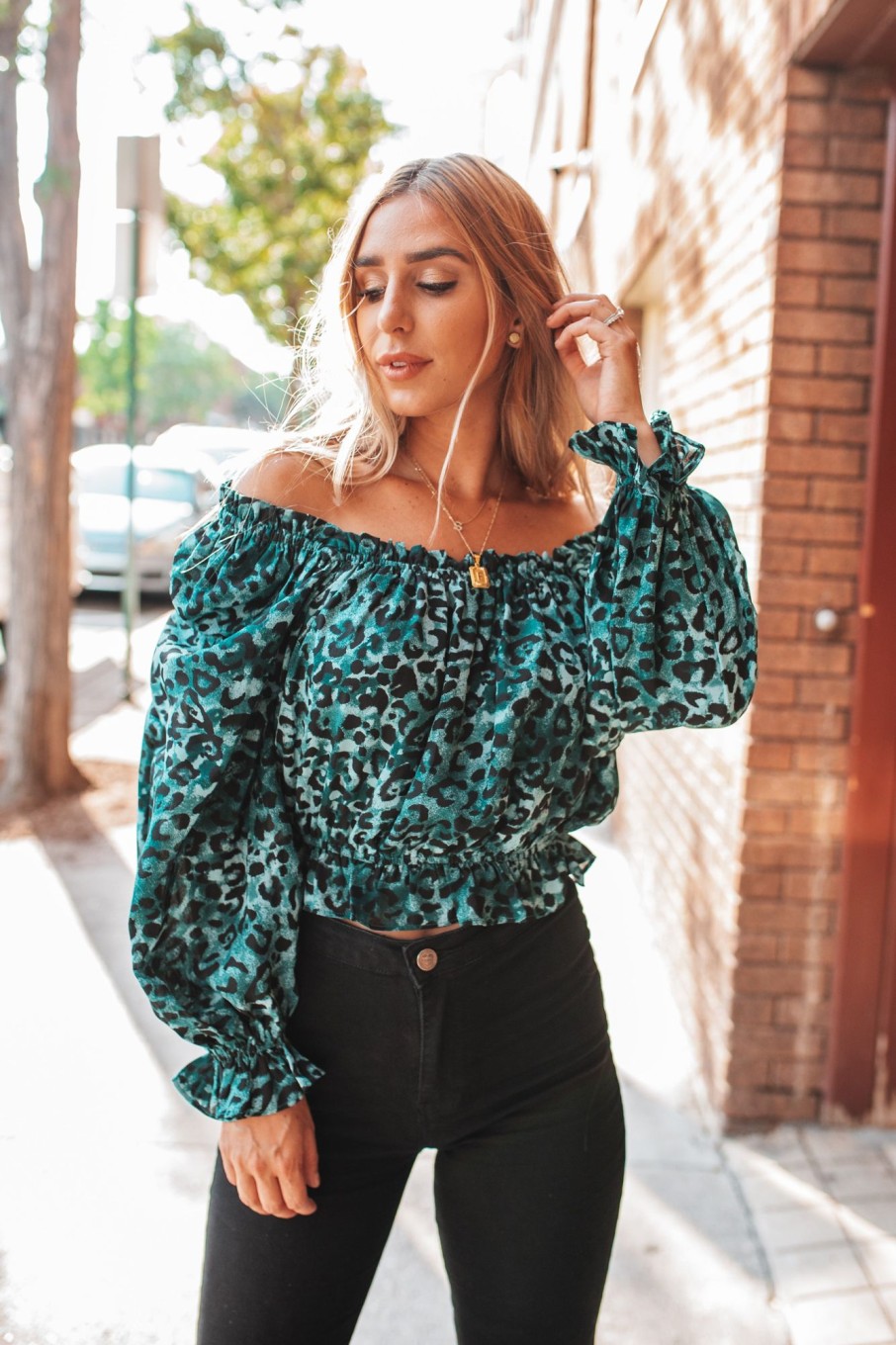 Tops BuddyLove Clothing Label | Buddylove Constance Off The Shoulder Top - Lagoon