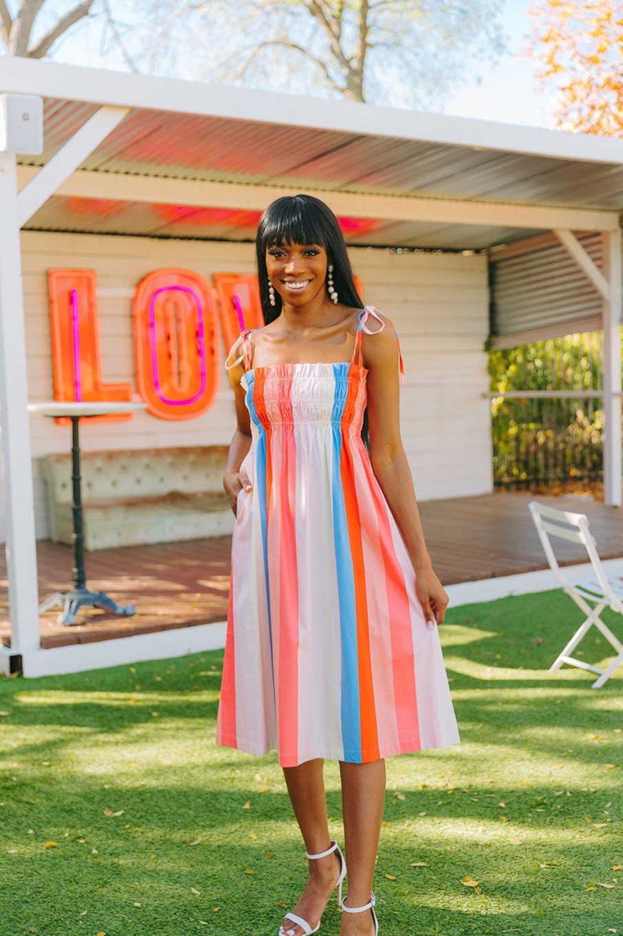 Dresses BuddyLove Clothing Label | Buddylove Lexi Tie-Shoulder Midi Dress - Cayman Islands