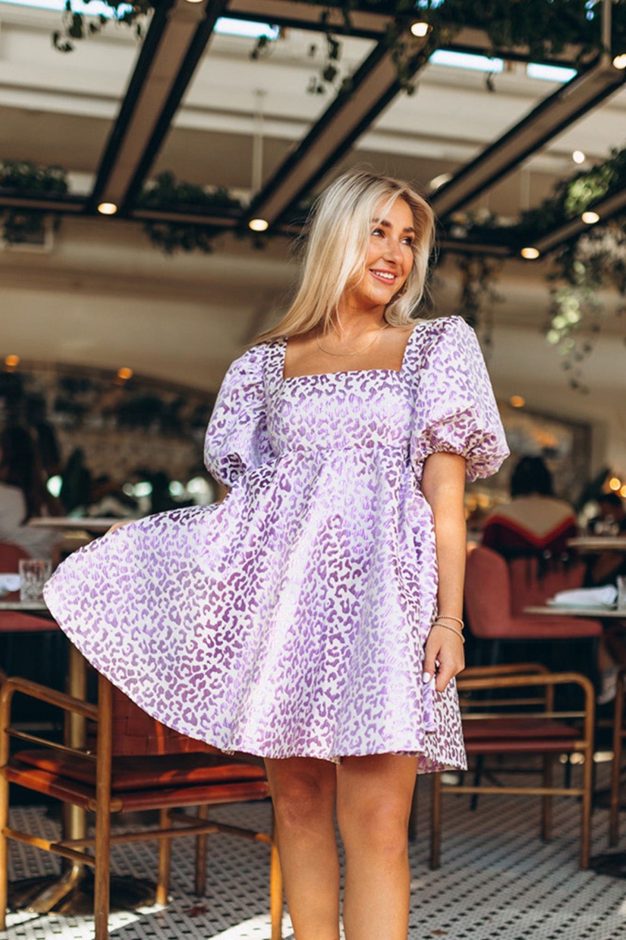 Dresses BuddyLove Clothing Label | Buddylove Lyla Puff Sleeve Baby Doll Dress - Lavender Field