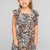 Family BuddyLove Clothing Label | Buddylove Shiloh Girl'S Flutter Sleeve Dress - Cheetah