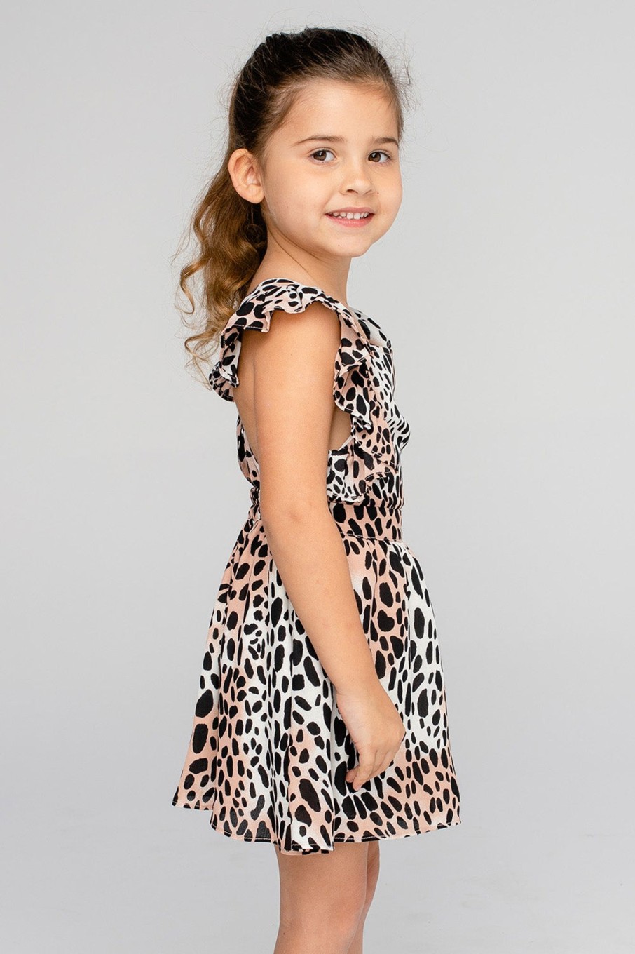 Family BuddyLove Clothing Label | Buddylove Shiloh Girl'S Flutter Sleeve Dress - Cheetah