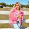 Outerwear BuddyLove Clothing Label | Buddylove Skylar Fringe Faux Fur Jacket - Hot Pink