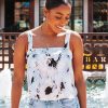 Tops BuddyLove Clothing Label | Buddylove Athena Flowy Cropped Tank Top - Black Tie-Dye