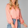 Tops BuddyLove Clothing Label | Buddylove Estelle Tie Front Top - Coral