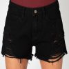 Bottoms BuddyLove Clothing Label | Buddylove Sheriff Distressed High-Waisted Denim Shorts - Black