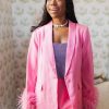 Blazers And Sets BuddyLove Clothing Label | Buddylove Elle Feather Trim Blazer - Pink