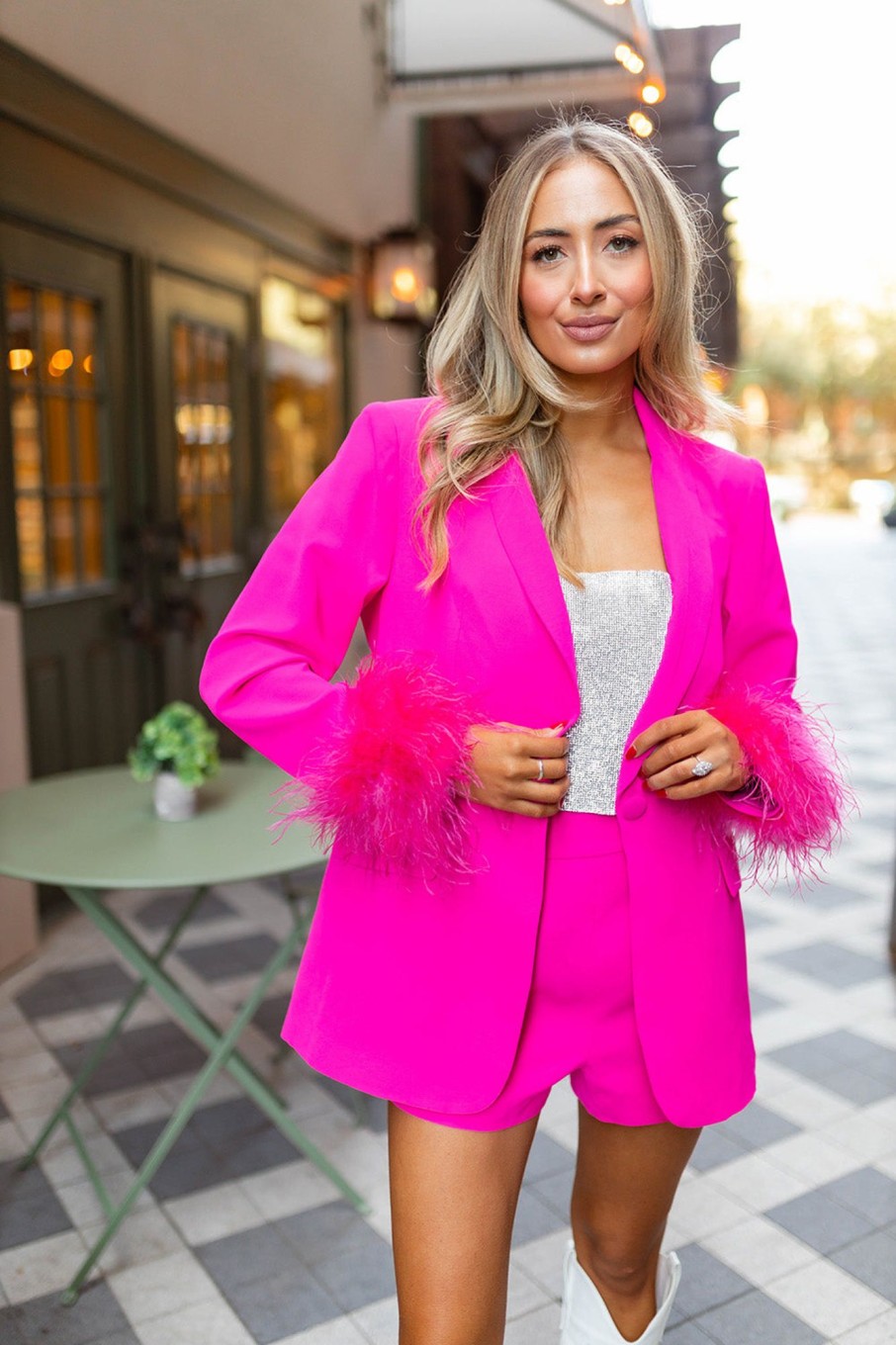 Blazers And Sets BuddyLove Clothing Label | Buddylove Elle Feather Trim Blazer - Azalea