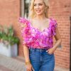 Tops BuddyLove Clothing Label | Buddylove Madeline Ruffle Sleeve Bustier Top - Off To Paradise