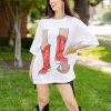 Tops BuddyLove Clothing Label | Buddylove Marshall Oversized Graphic Tee - Football Boots Red