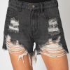 Bottoms BuddyLove Clothing Label | Buddylove Sheriff Distressed High-Waisted Denim Shorts - Grey