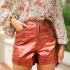 Bottoms BuddyLove Clothing Label | Buddylove Court High-Waisted Metallic Shorts - Bronze