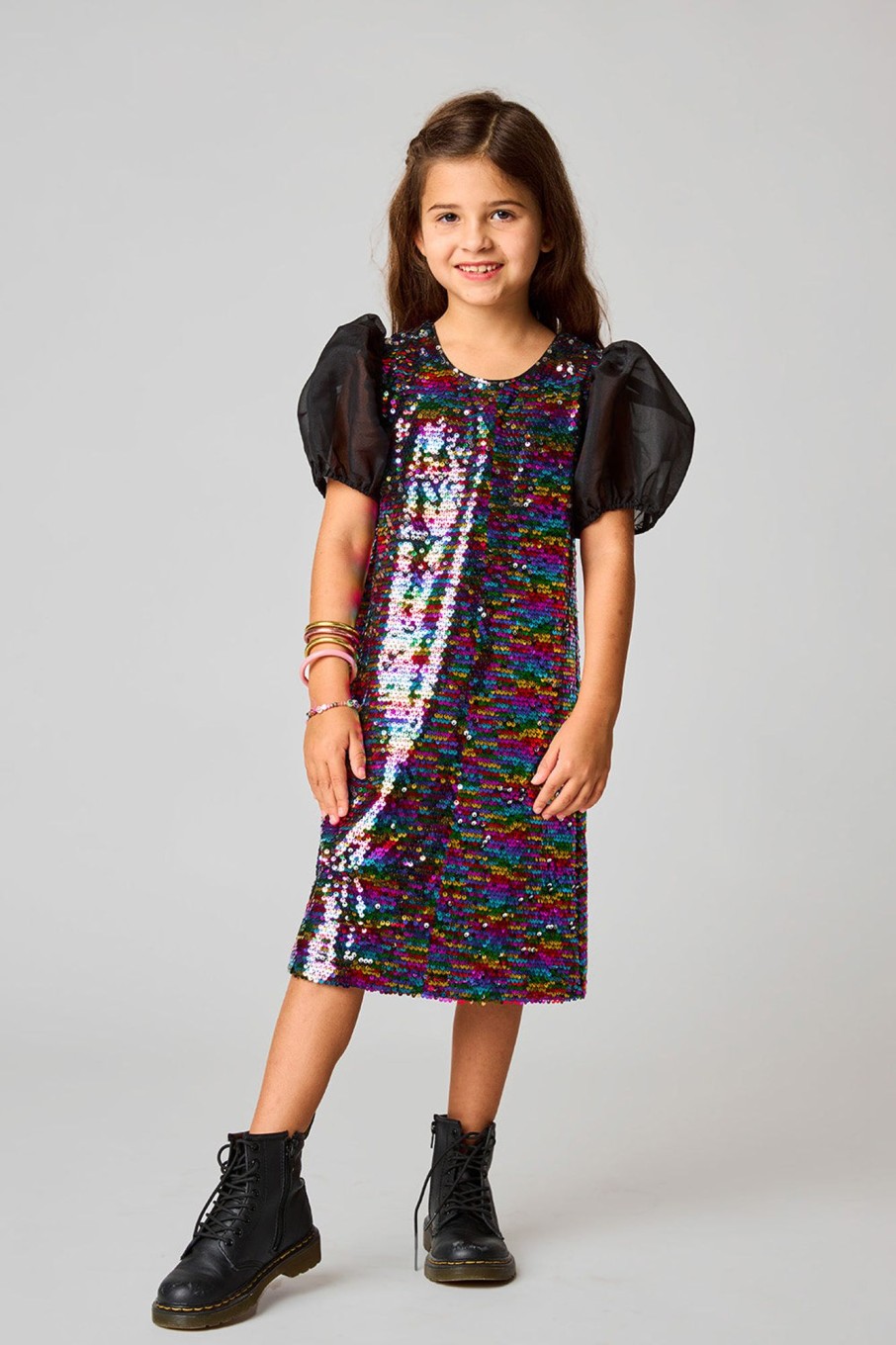 Family BuddyLove Clothing Label | Buddylove Gigi Sequin Girls Dress - Peacock