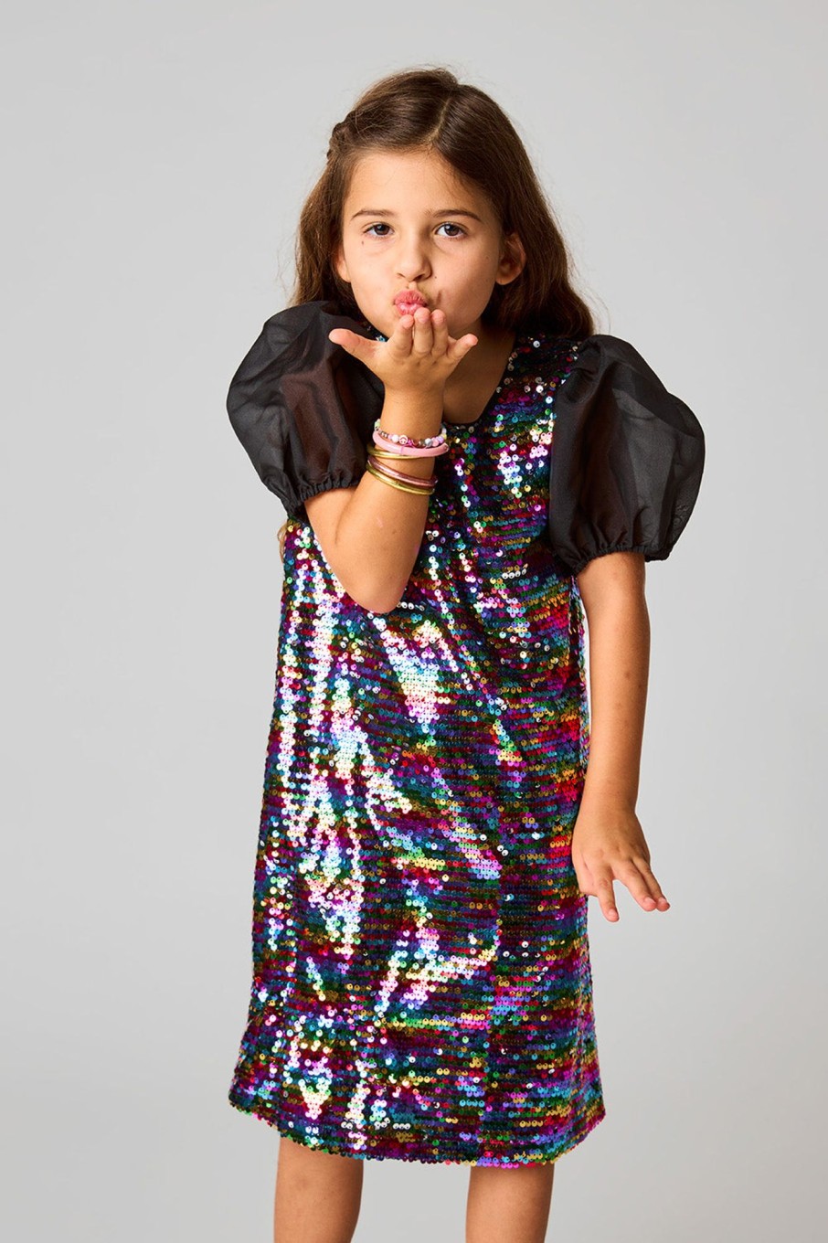 Family BuddyLove Clothing Label | Buddylove Gigi Sequin Girls Dress - Peacock