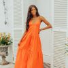 Dresses BuddyLove Clothing Label | Buddylove Kenna Tiered Maxi Dress - Tangerine