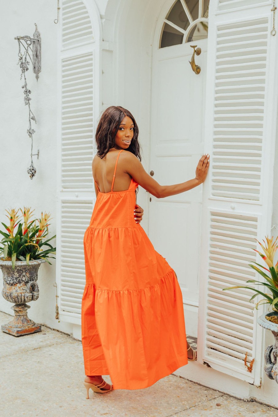 Dresses BuddyLove Clothing Label | Buddylove Kenna Tiered Maxi Dress - Tangerine