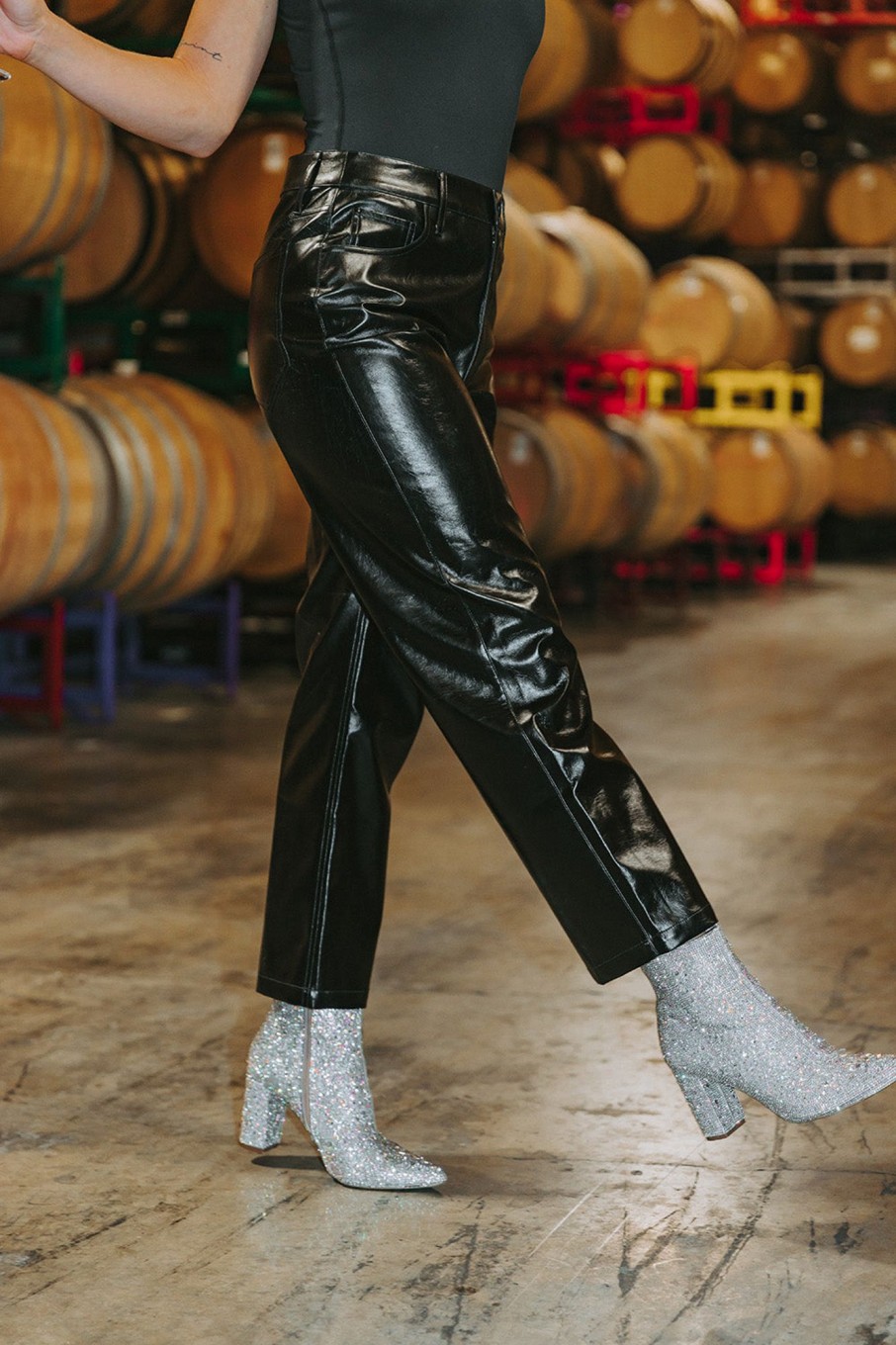 Bottoms BuddyLove Clothing Label | Buddylove Travolta High-Rise Metallic Pants - Onyx