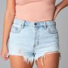 Bottoms Hidden | Sofie Front Step Hem Denim Shorts - Super Light Blue