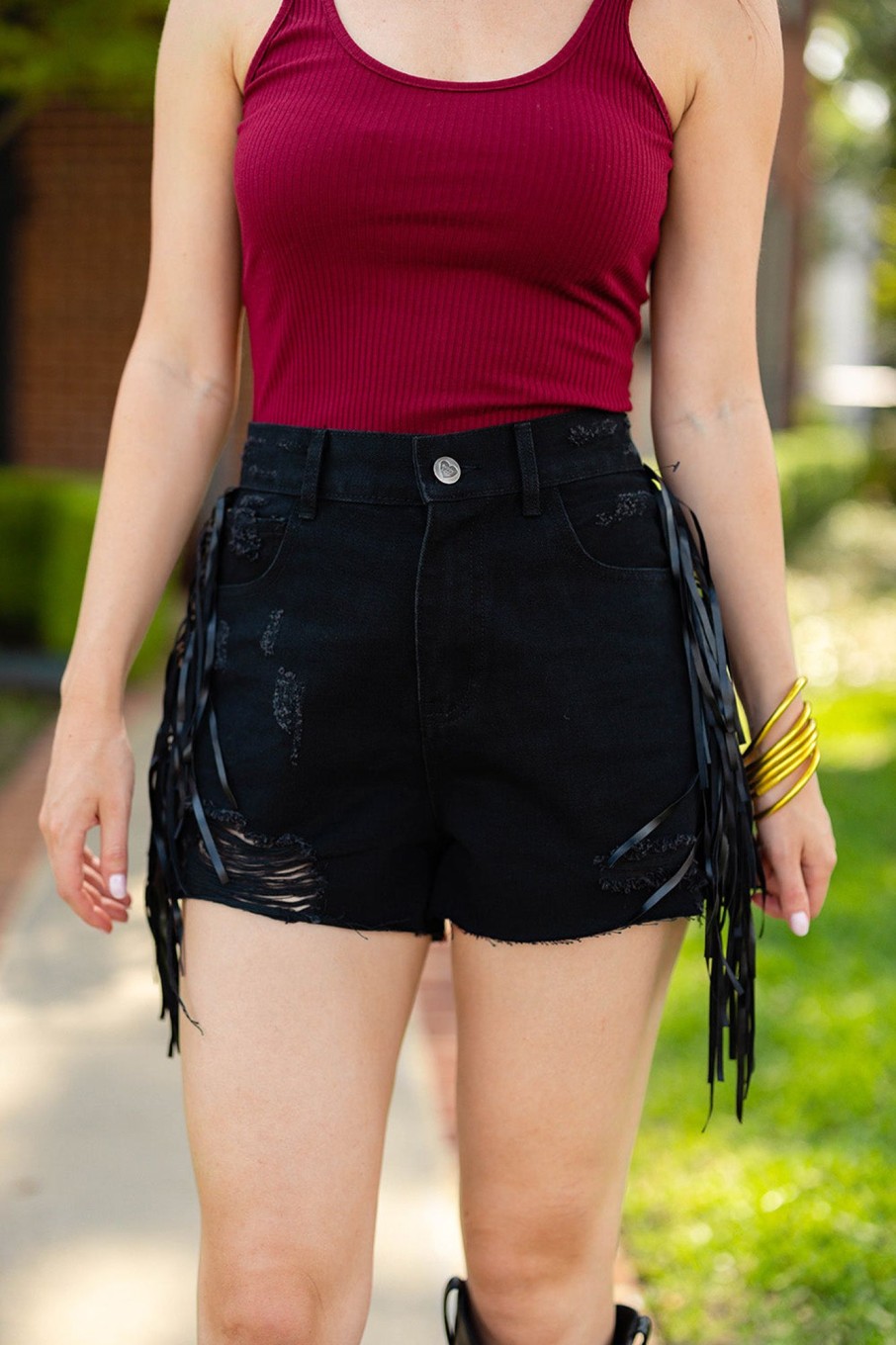 Bottoms BuddyLove Clothing Label | Buddylove Lacey Distressed Denim Shorts - Black