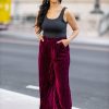 Blazers And Sets BuddyLove Clothing Label | Buddylove Sondra High-Waisted Velvet Pants - Cabernet