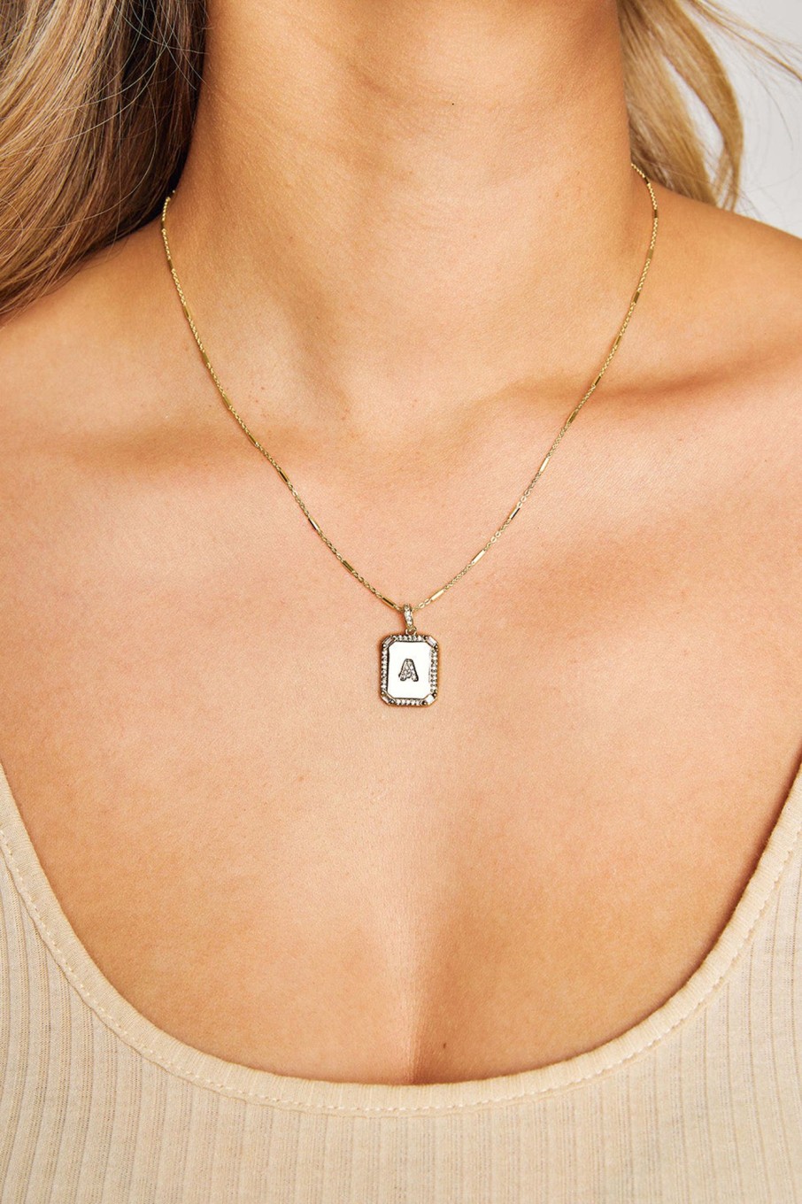 Accessories Kinsey Designs | Initial Tile Necklace - Gold