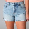 Bottoms Hidden | Sofie Side Slit Denim Shorts - Light Blue