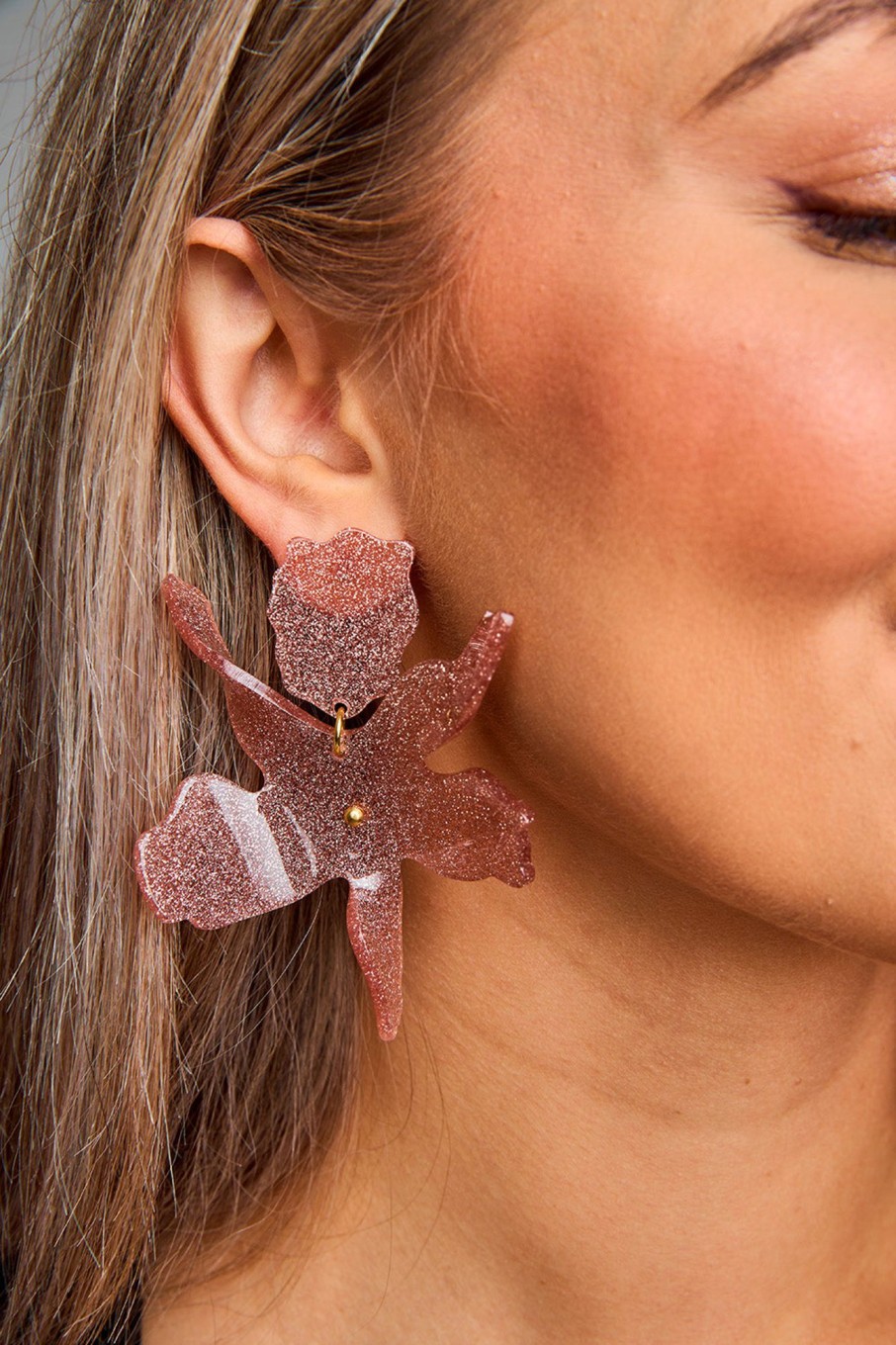 Accessories Linny Co | Fawna Statement Earrings - Blush Glitter