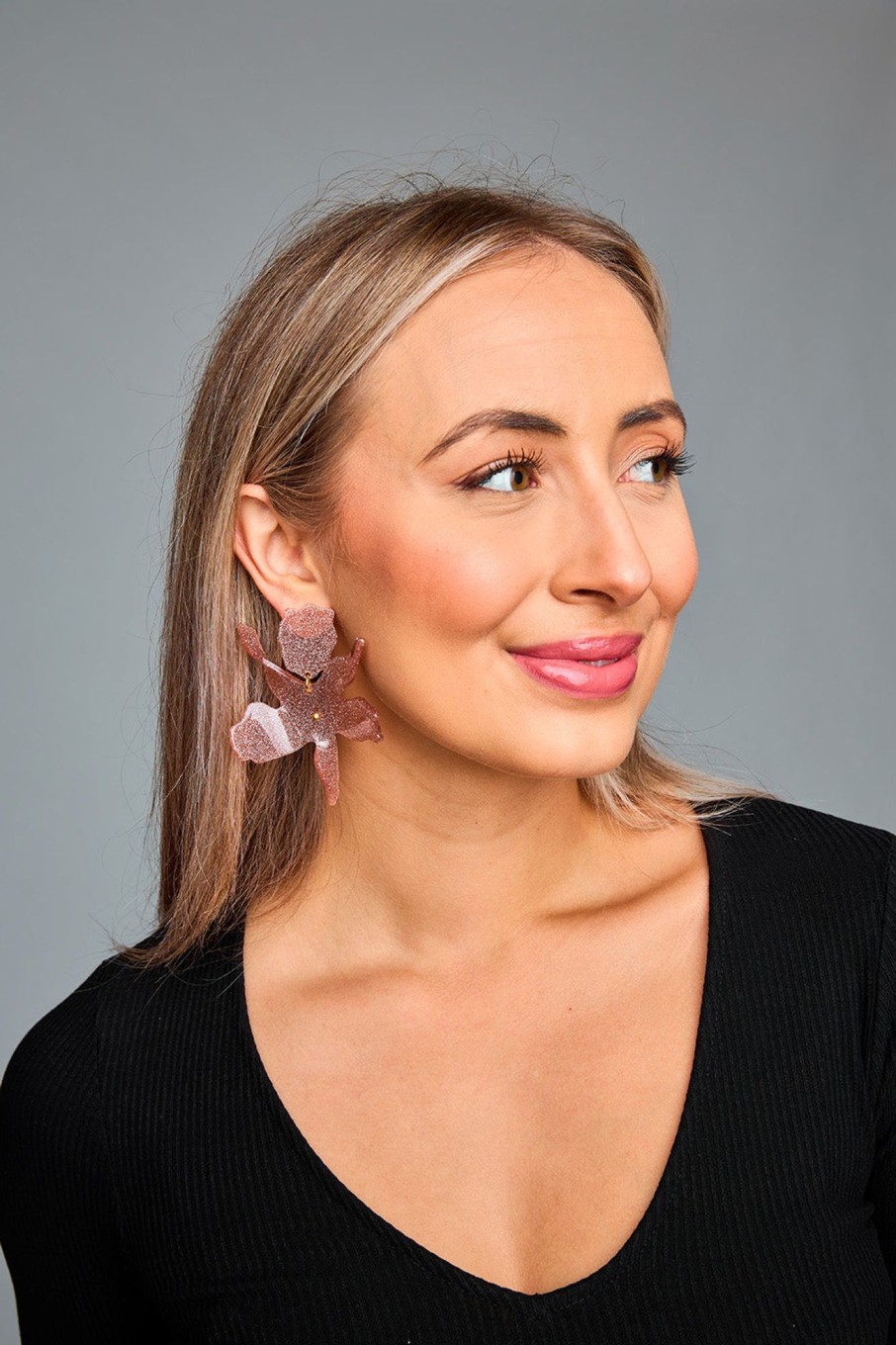 Accessories Linny Co | Fawna Statement Earrings - Blush Glitter