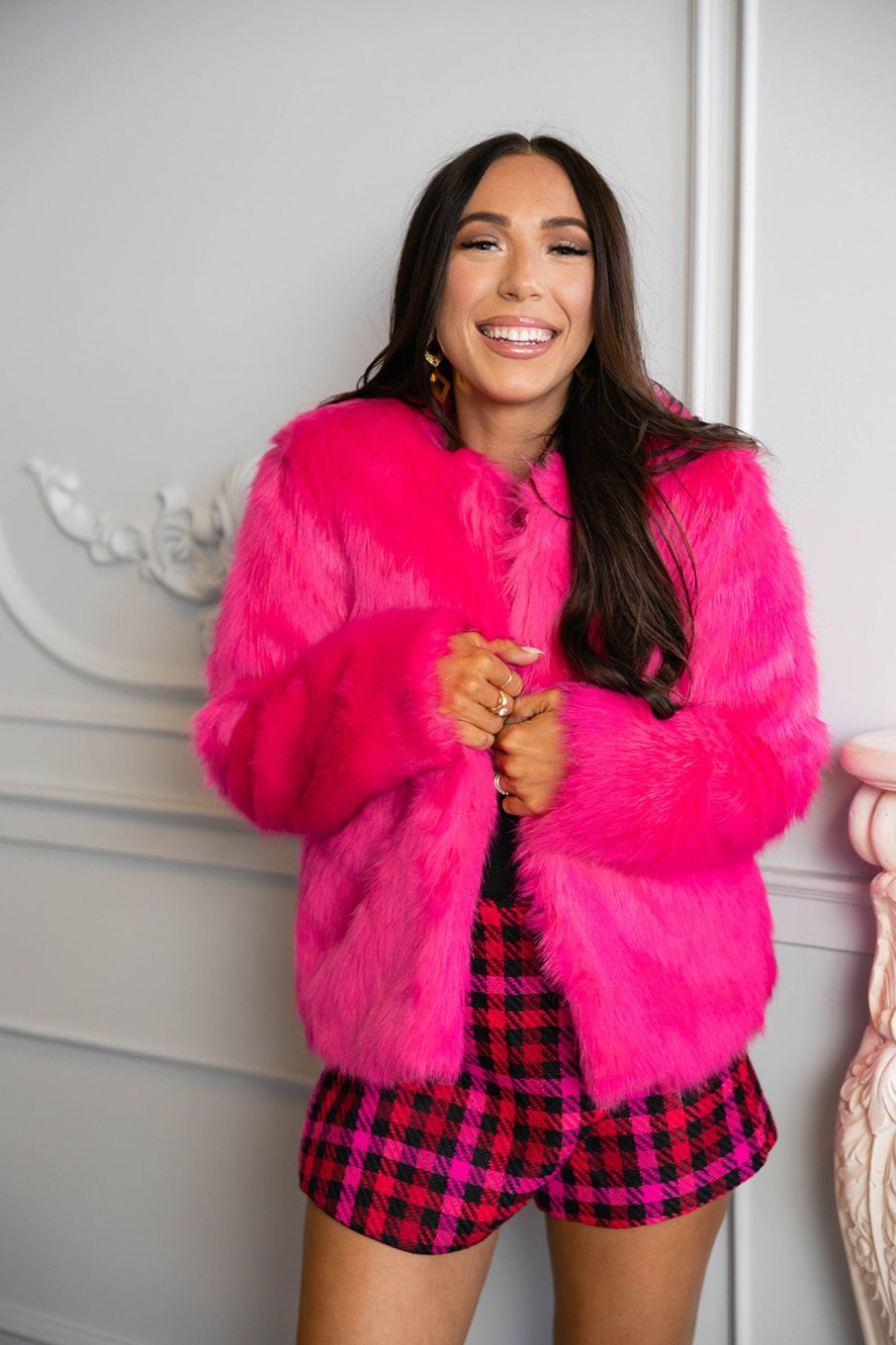 Outerwear BuddyLove Clothing Label | Buddylove Baddie Faux Fur Jacket - Hot Pink