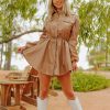 Dresses BuddyLove Clothing Label | Buddylove Ariella Button Up Mini Dress - Mocha