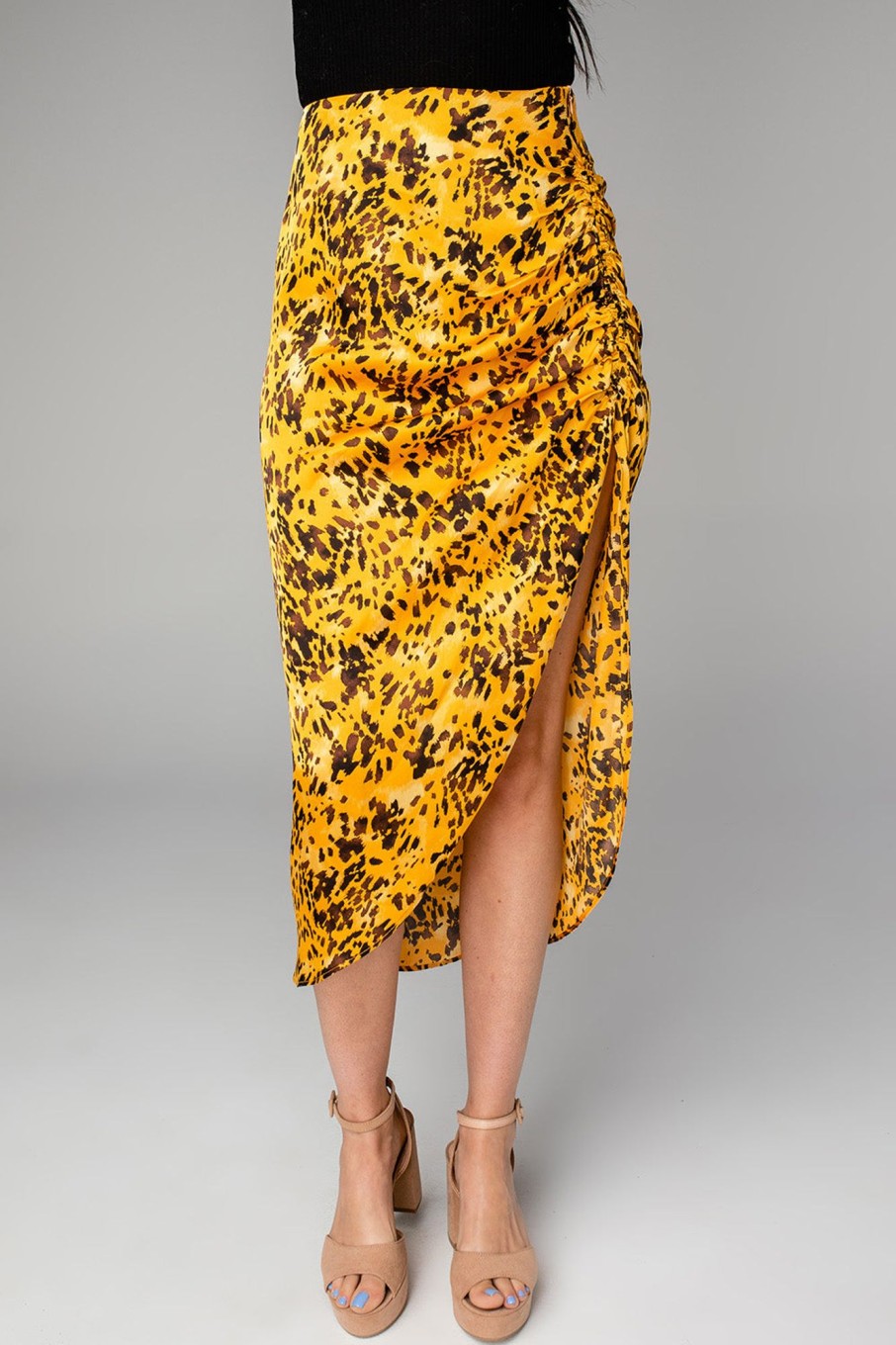 Bottoms BuddyLove Clothing Label | Buddylove Marie Zip Fron Midi Skirt - Tortoiseshell