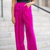 Bottoms BuddyLove Clothing Label | Buddylove Sondra High-Waisted Velvet Pants - Fuchsia