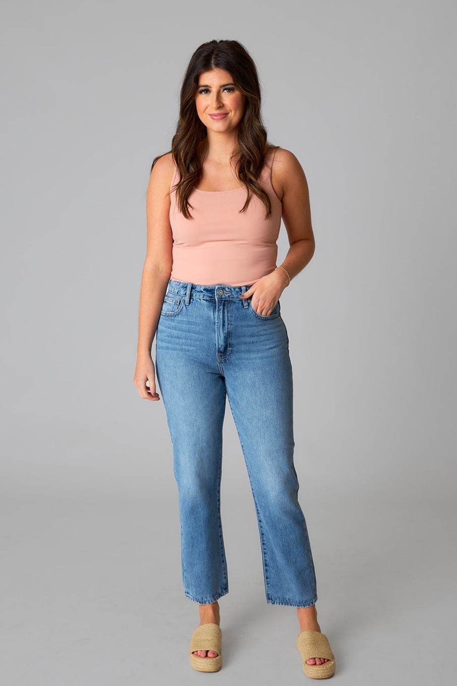 Bottoms Hidden | Tracey Classic Straight Jean - Medium Wash