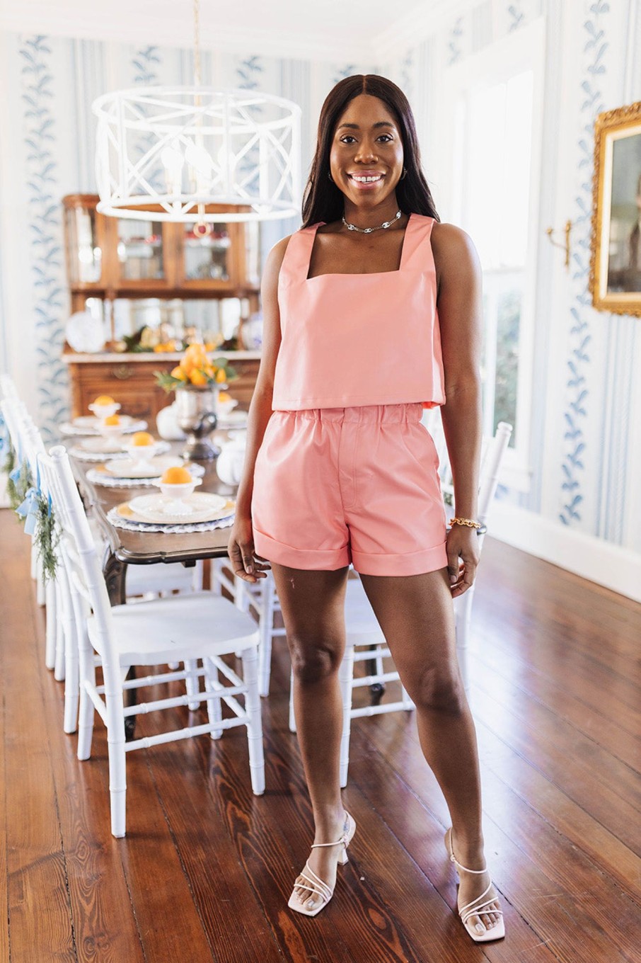 Tops BuddyLove Clothing Label | Buddylove Manning Vegan Leather Cropped Tank Top - Coral