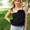 Tops BuddyLove Clothing Label | Buddylove Beck Ruffle Tank Top - Black