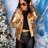 Outerwear BuddyLove Clothing Label | Buddylove Addison Metallic Puffer Jacket - Gold