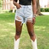 Bottoms BuddyLove Clothing Label | Buddylove Elvis Crystal Fringe Denim Shorts - Light Wash