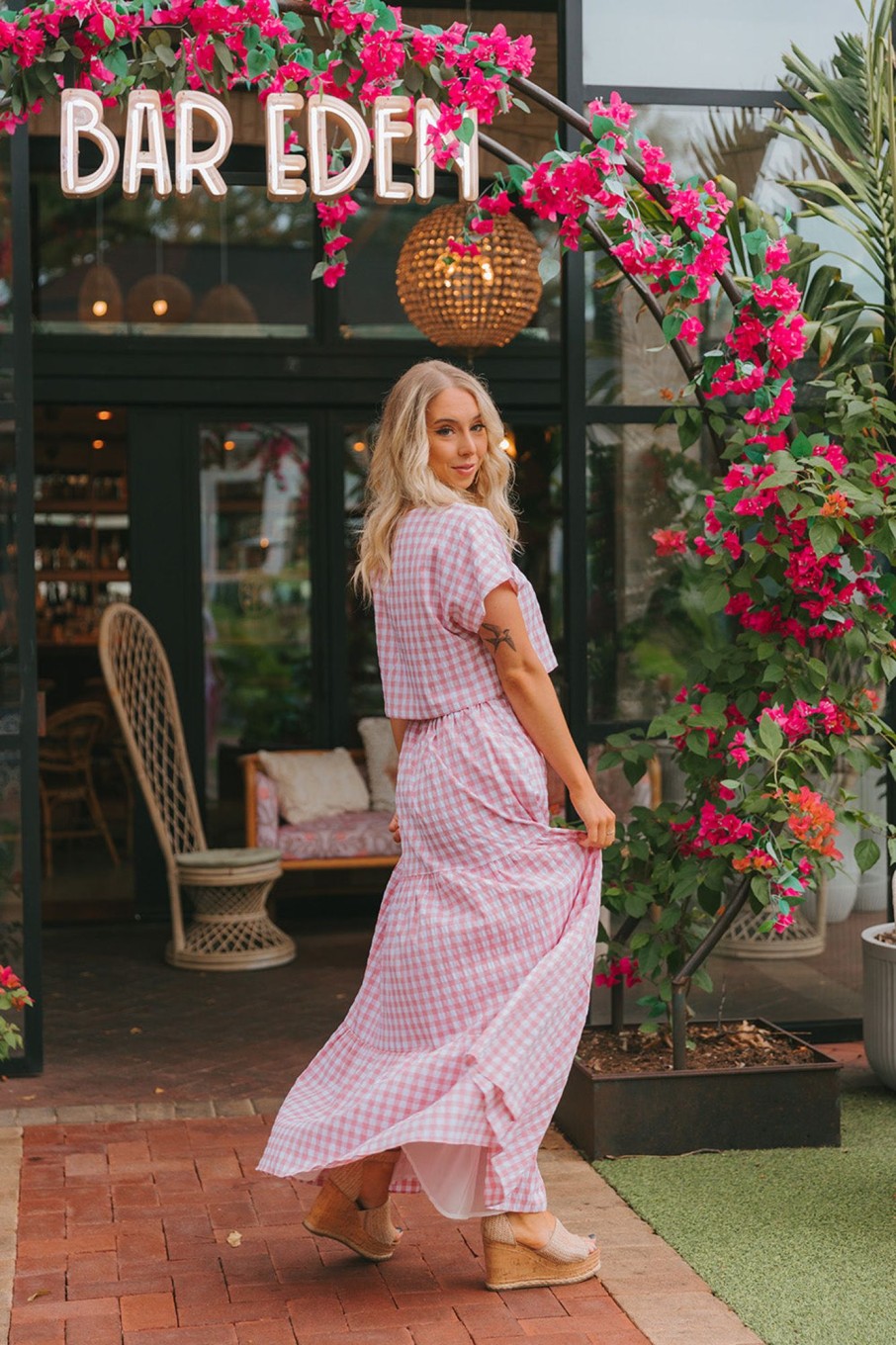 Blazers And Sets BuddyLove Clothing Label | Buddylove West Two-Piece Set - Pink Checker