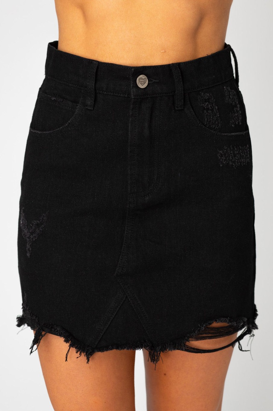 Bottoms BuddyLove Clothing Label | Buddylove Sharon Distressed Mini Skirt - Black