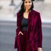 Outerwear BuddyLove Clothing Label | Buddylove Heff Crushed Velvet Blazer - Cabernet