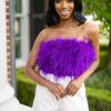 Tops BuddyLove Clothing Label | Buddylove Fancy Strapless Feather Crop Top - Purple