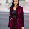 Blazers And Sets BuddyLove Clothing Label | Buddylove Heff Crushed Velvet Blazer - Cabernet